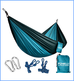 Foxelli 1 Camping hammock ultralight nylon portable parachute with carabiners included