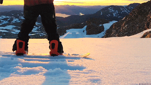 snowboarding at sunset gif 