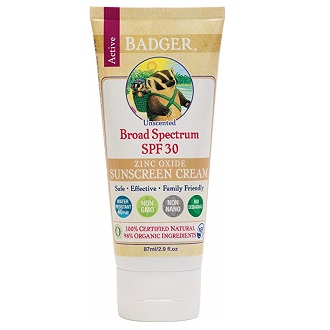 Badger - SPF 30 Active Mineral Sunscreen Cream for Face and Body