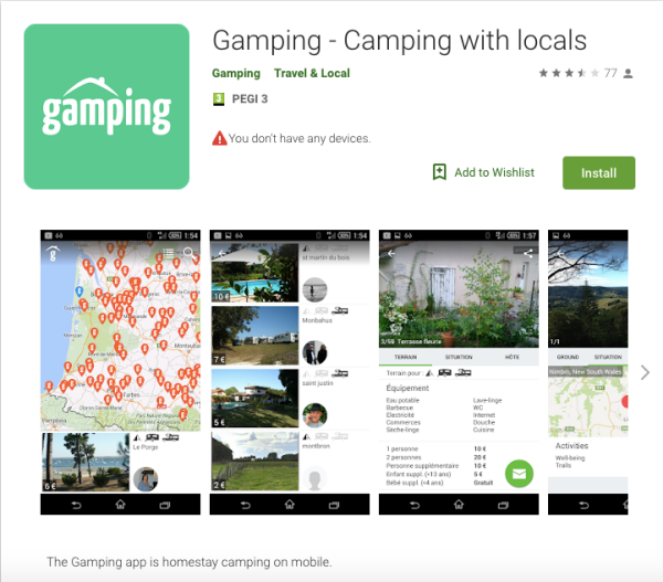 gamping app screenshot 