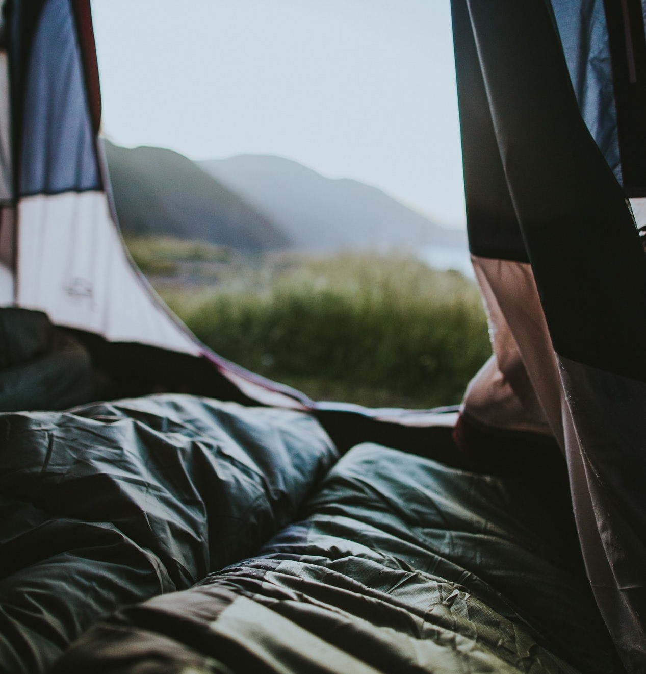 Sleeping bags in tent