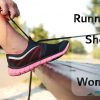 hands tying laces of running shoes for women
